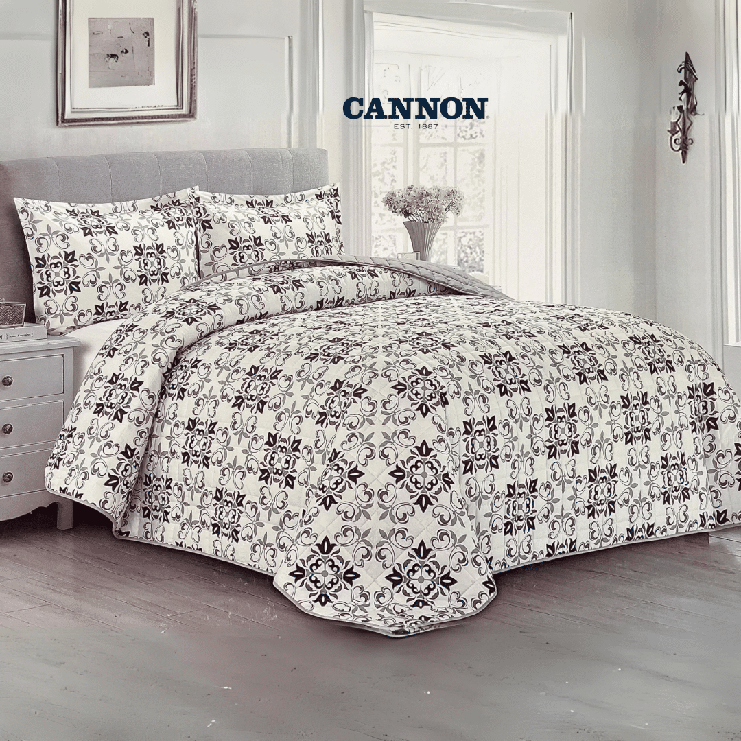 CANNON 100% COTTON PRINTED BEDSPREAD SET