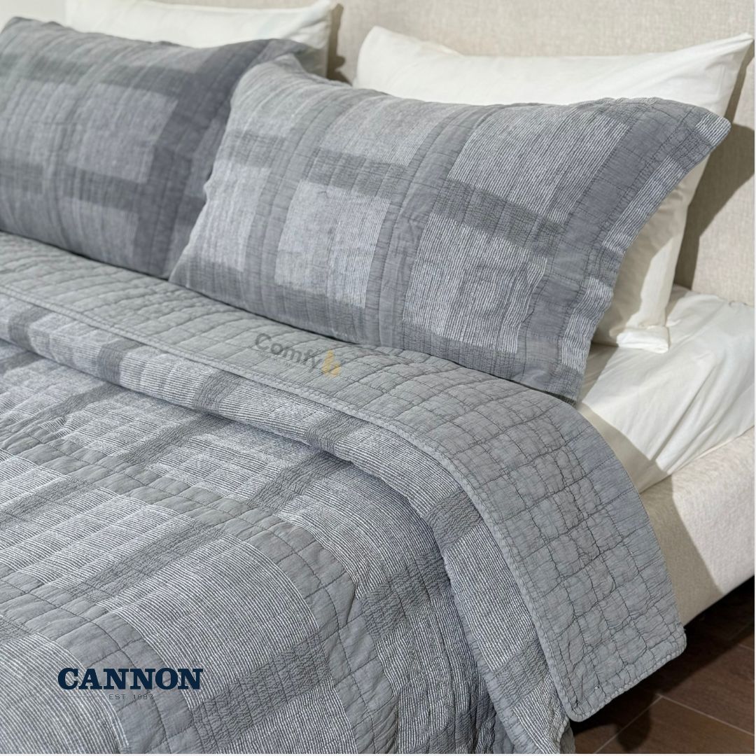 CANNON 100% COTTON STONE WASH BEDSPREAD SQUARE