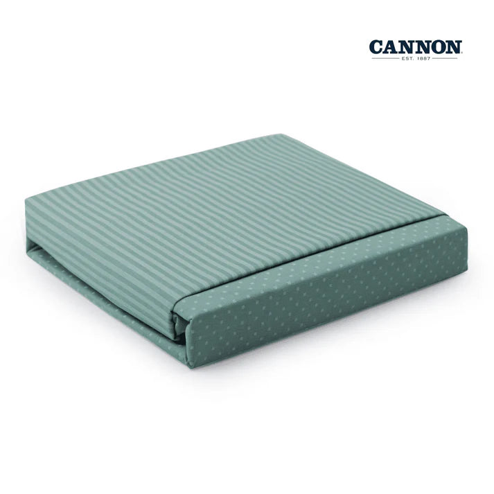 CANNON DOTS & STRIPE POLY COTTON 50/50 SOLID FITTED SHEET SET