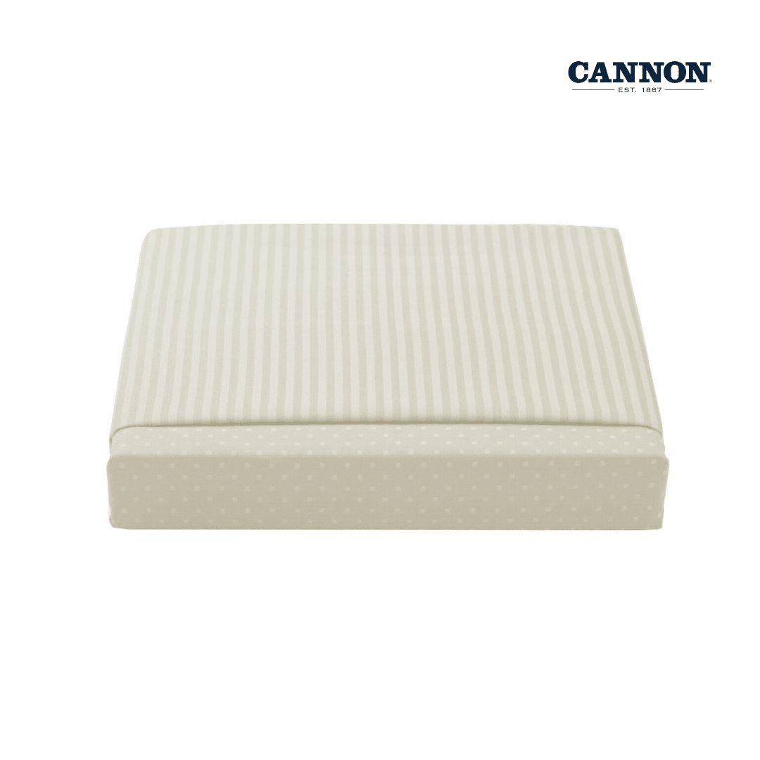 CANNON DOTS & STRIPE POLY COTTON 50/50 SOLID FITTED SHEET SET