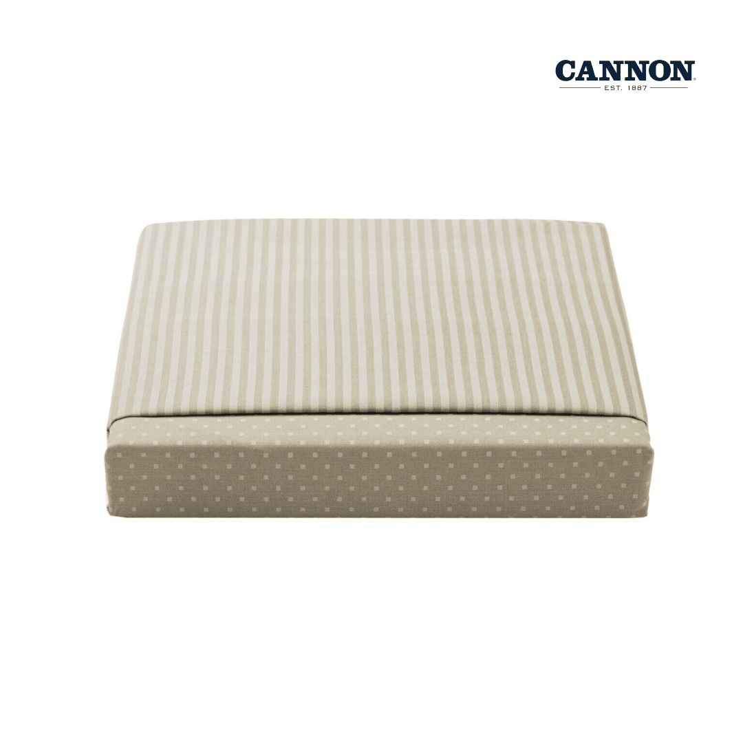 CANNON DOTS & STRIPE POLY COTTON 50/50 SOLID FITTED SHEET SET