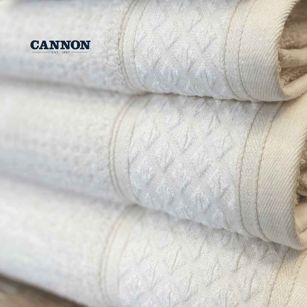 CANNON 100% COTTON TWISTED TOWELS OFFWHITE