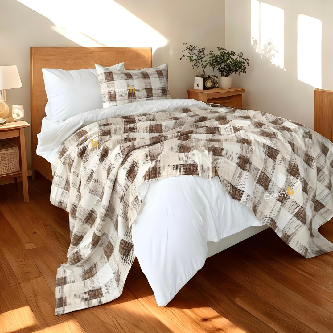 COMFYB 100% COTTON PRINTED PIKE BLANKET SQUARE