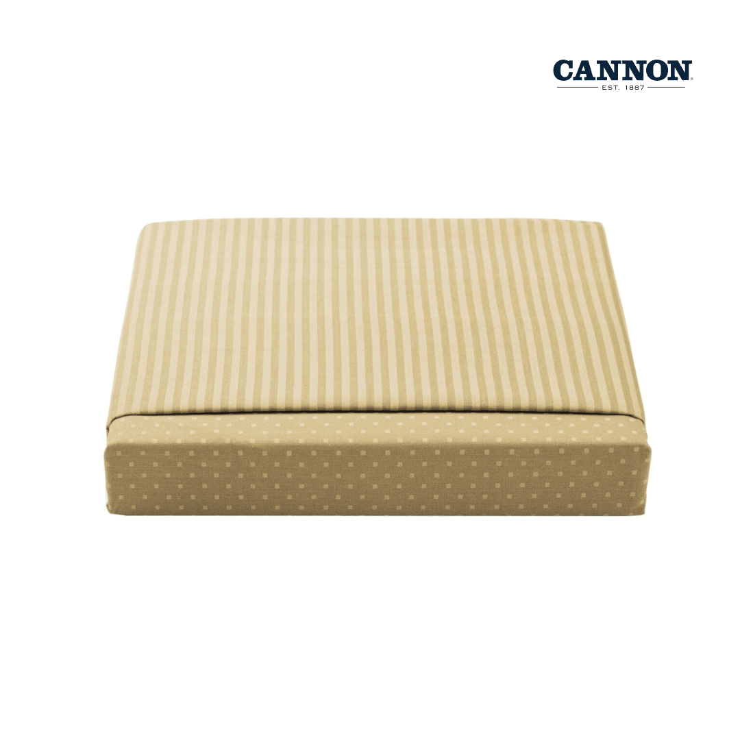 CANNON DOTS & STRIPE POLY COTTON 50/50 SOLID FITTED SHEET SET