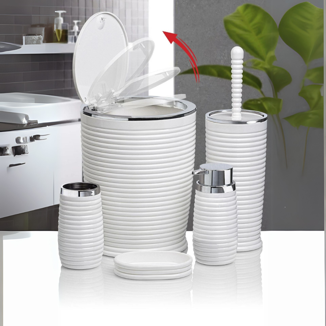 OKY RINK CHROME BATHROOM SET ROUND 5 PIECE