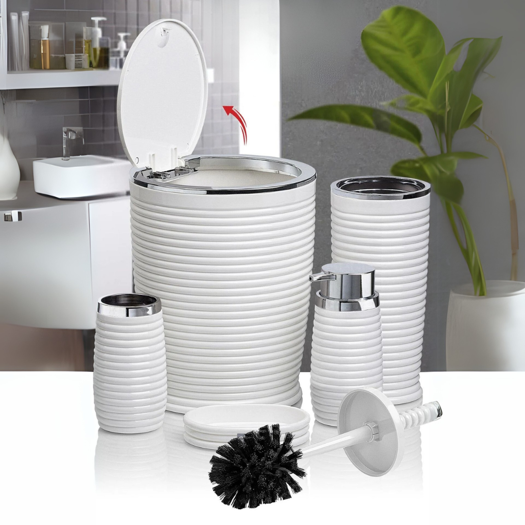 OKY RINK CHROME BATHROOM SET ROUND 5 PIECE