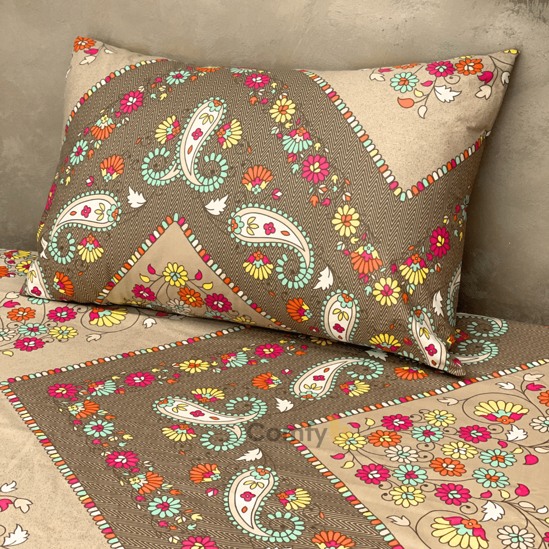 COMFYB 100% COTTON PRINTED FITTED SHEET SET