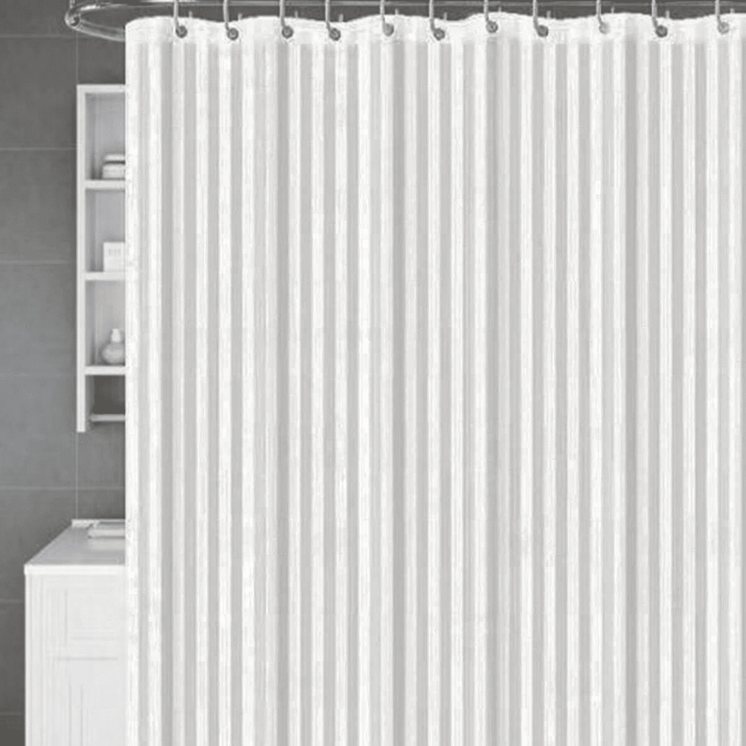 STRIPES WATERPROOF PLAIN BATHROOM CURTAIN