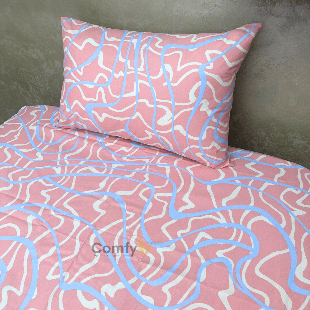 COMFYB 100% COTTON PRINTED FITTED SHEET SET
