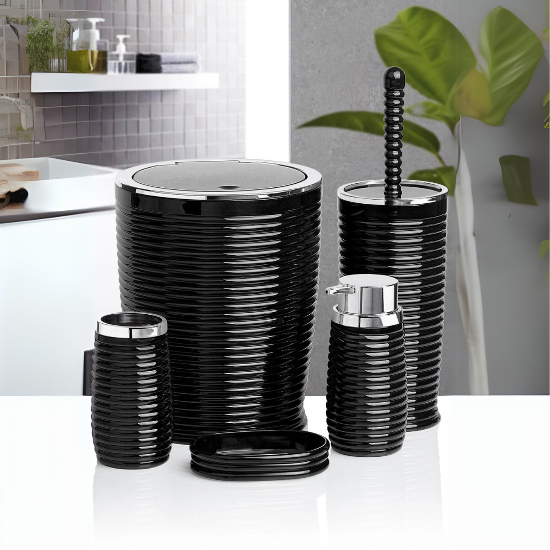 OKY RINK CHROME BATHROOM SET ROUND 5 PIECE