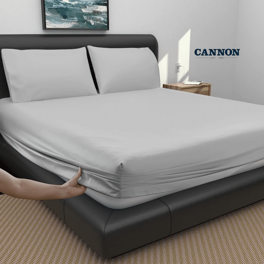 CANNON 100% COTTON FITTED SHEETS SET NEUTRAL