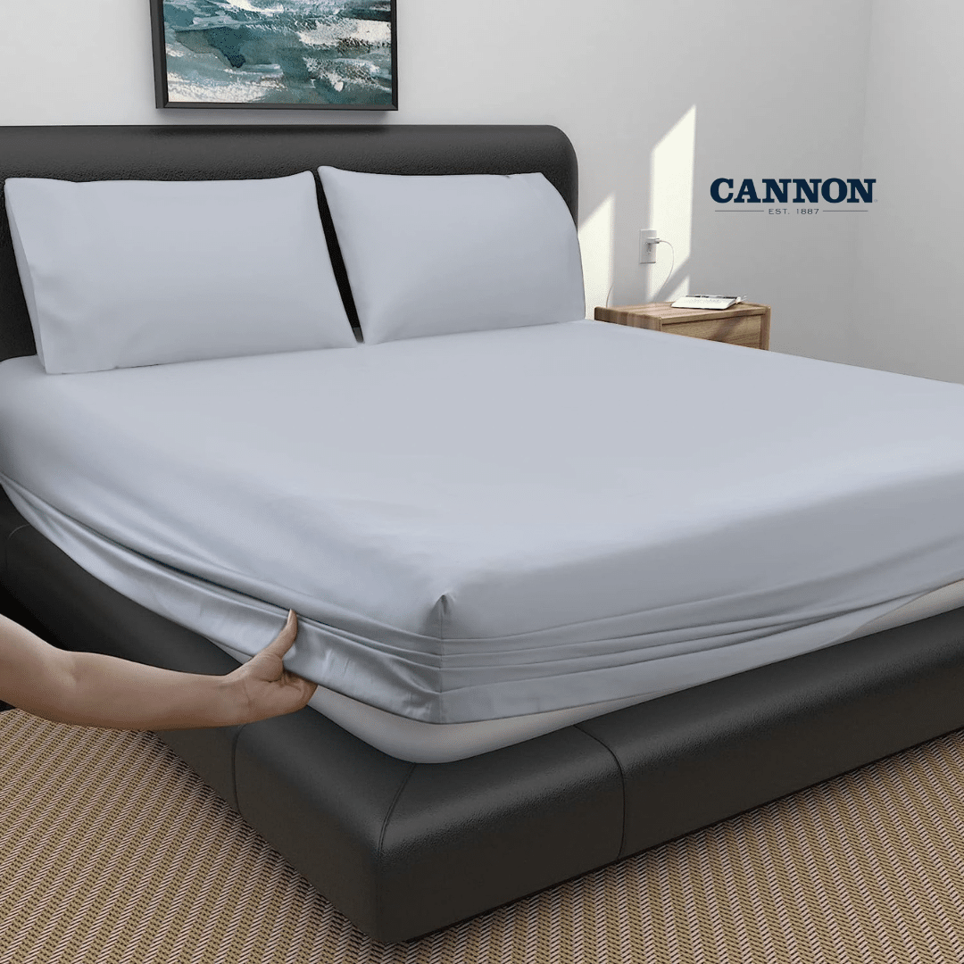 CANNON 100% COTTON FITTED SHEETS SET BLUES