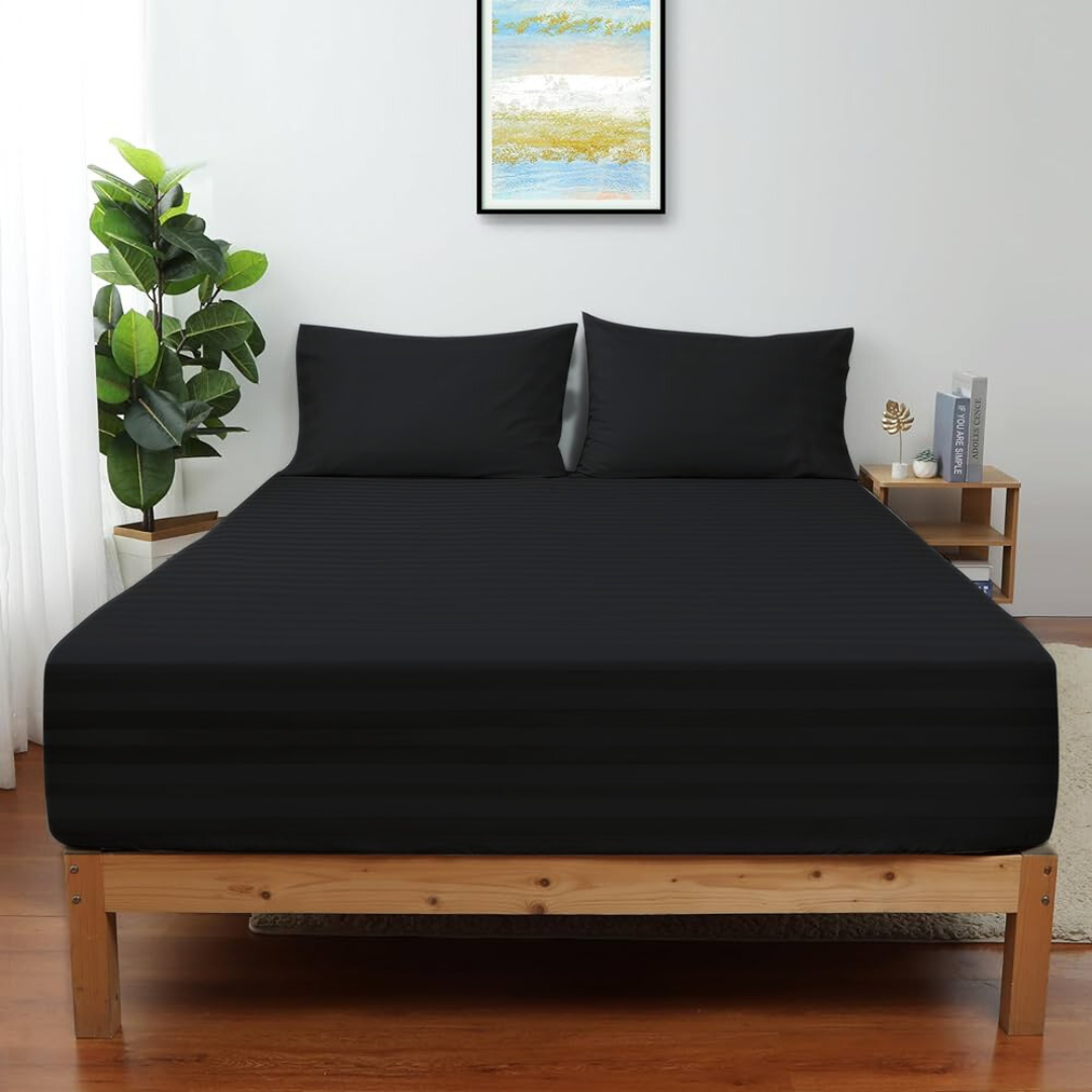 COMFYB LUXURY 100% COTTON SATIN FITTED SHEET SETS SOLID
