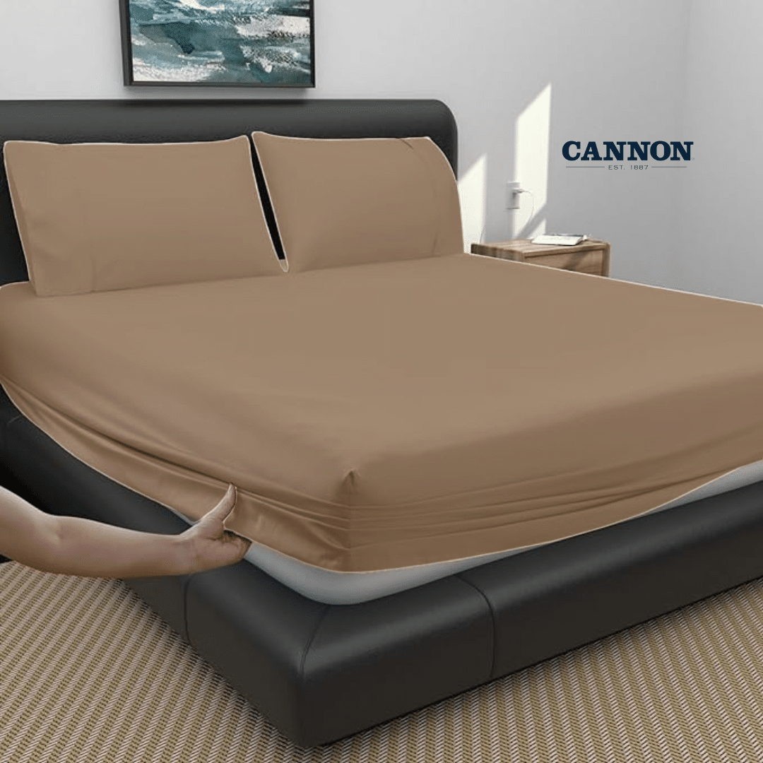 CANNON 100% COTTON FITTED SHEETS SET NEUTRAL