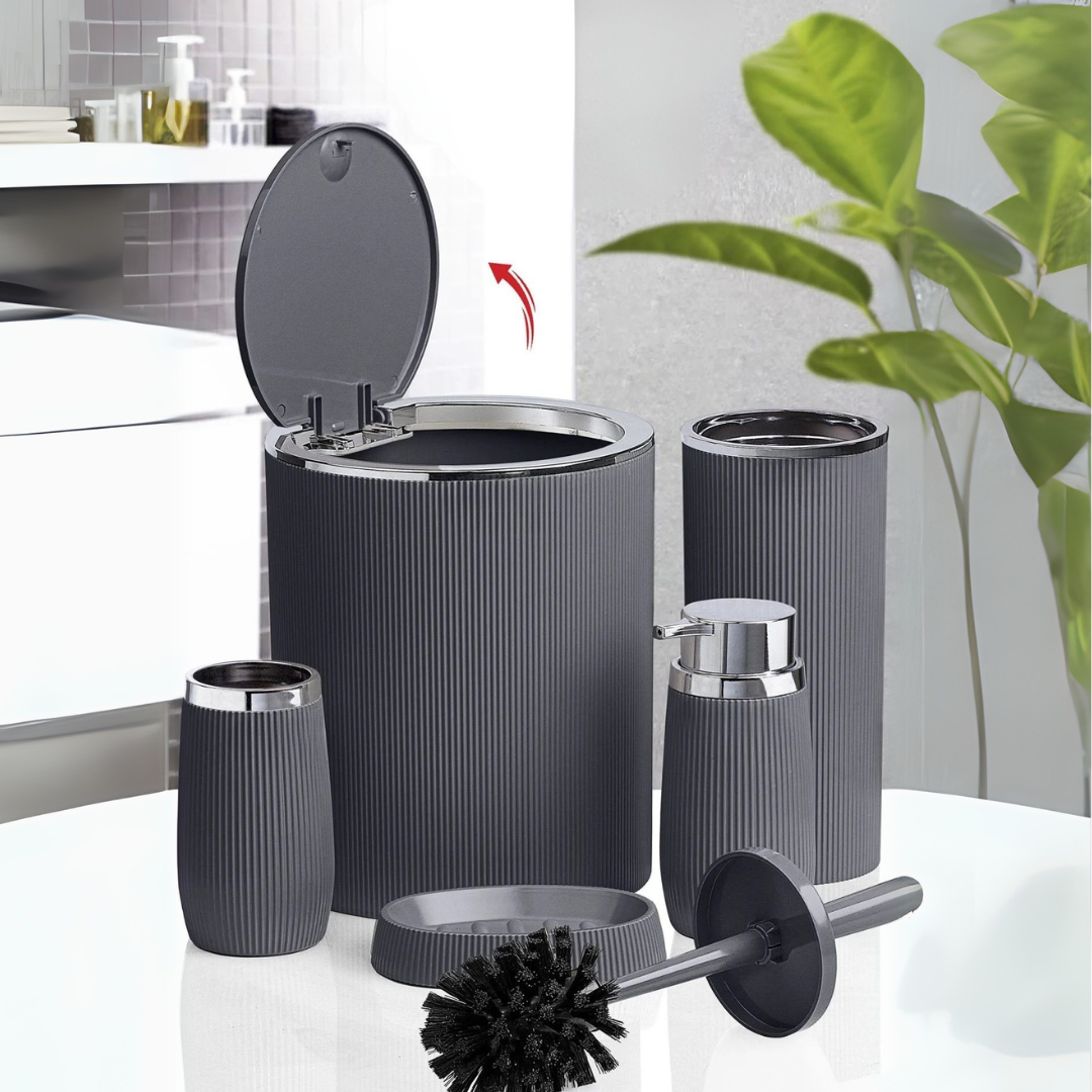 OKY BELLA CHROME BATHROOM SET ROUND 5 PIECE