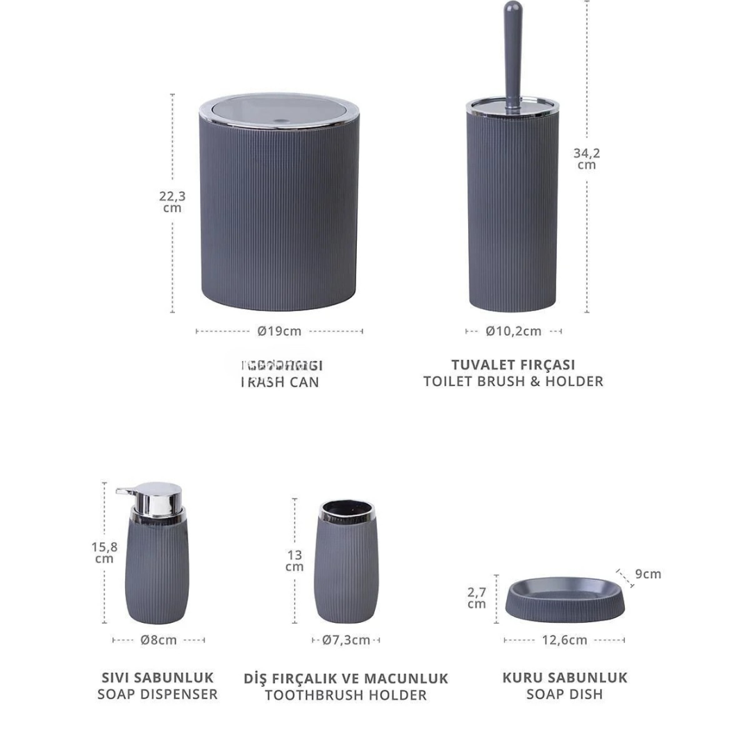 OKY BELLA CHROME BATHROOM SET ROUND 5 PIECE