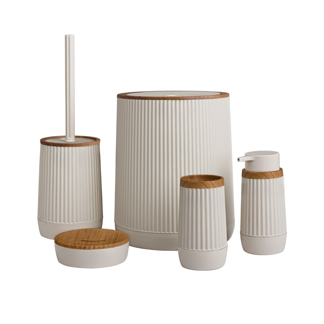 OKY NIDA WOOD BATHROOM SET ROUND 5 PIECE