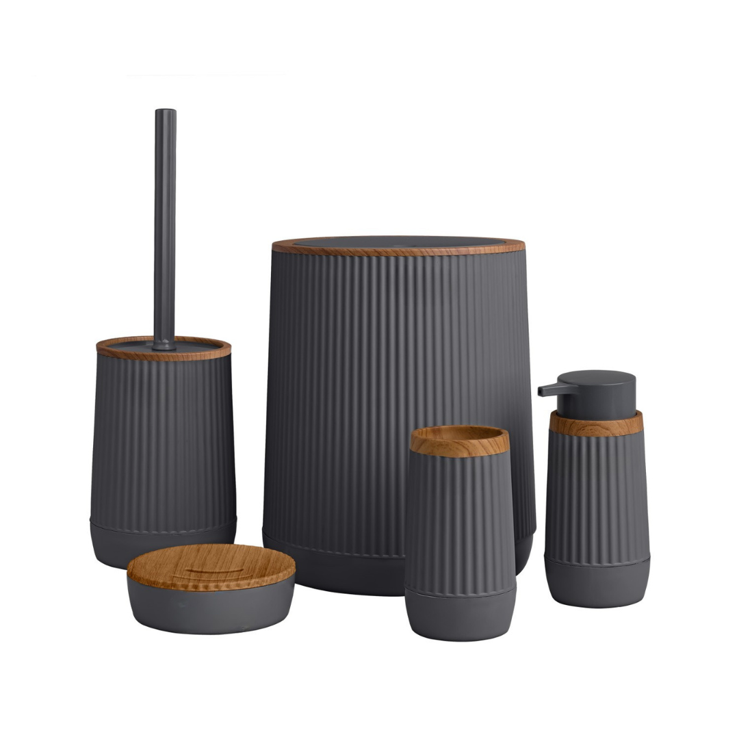 OKY NIDA WOOD BATHROOM SET ROUND 5 PIECE
