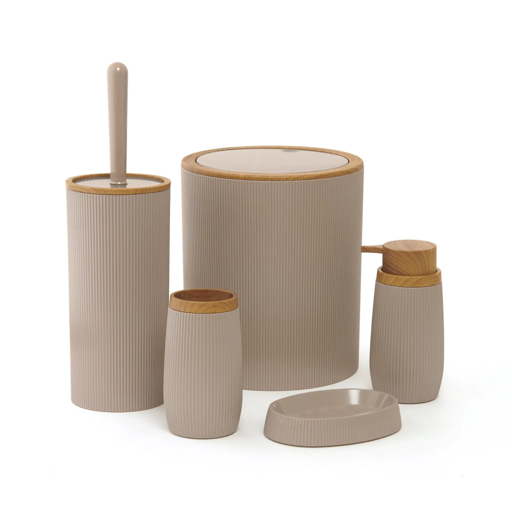 OKY BELLA WOOD BATHROOM SET ROUND 5 PIECE