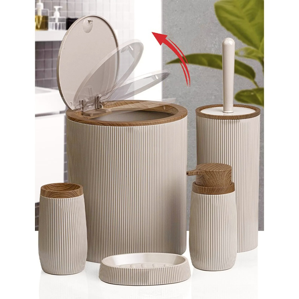 OKY BELLA WOOD BATHROOM SET ROUND 5 PIECE