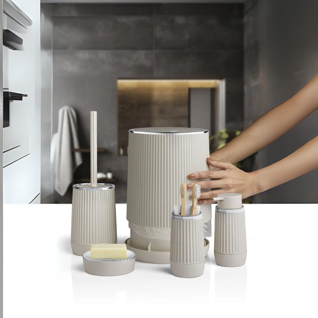 OKY NIDA CHROME BATHROOM SET ROUND 5 PIECE