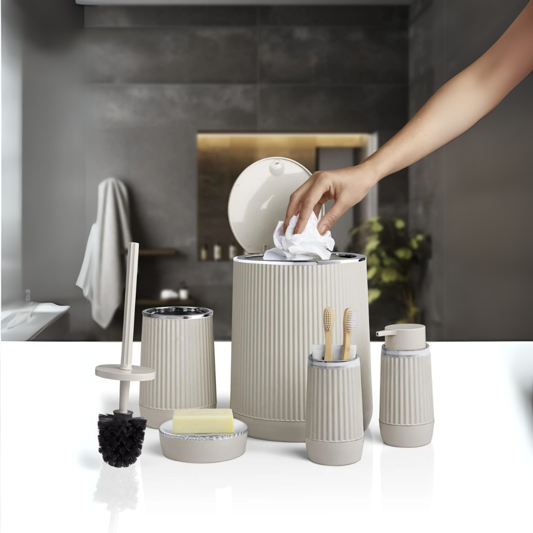 OKY NIDA CHROME BATHROOM SET ROUND 5 PIECE