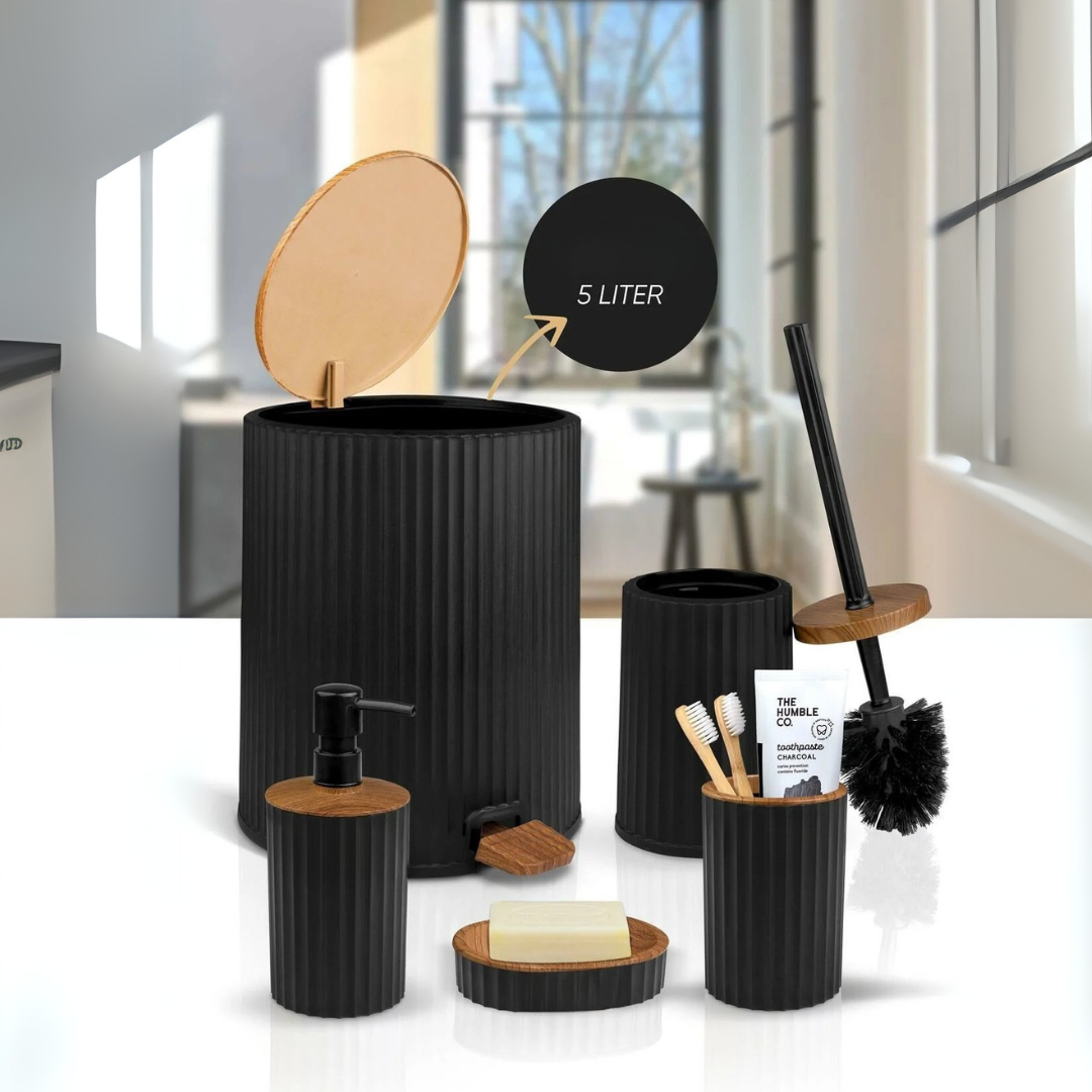 OKY COLISEUM WOODEN BATHROOM SET ROUND 5 PIECE