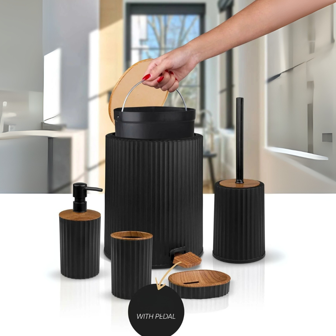 OKY COLISEUM WOODEN BATHROOM SET ROUND 5 PIECE