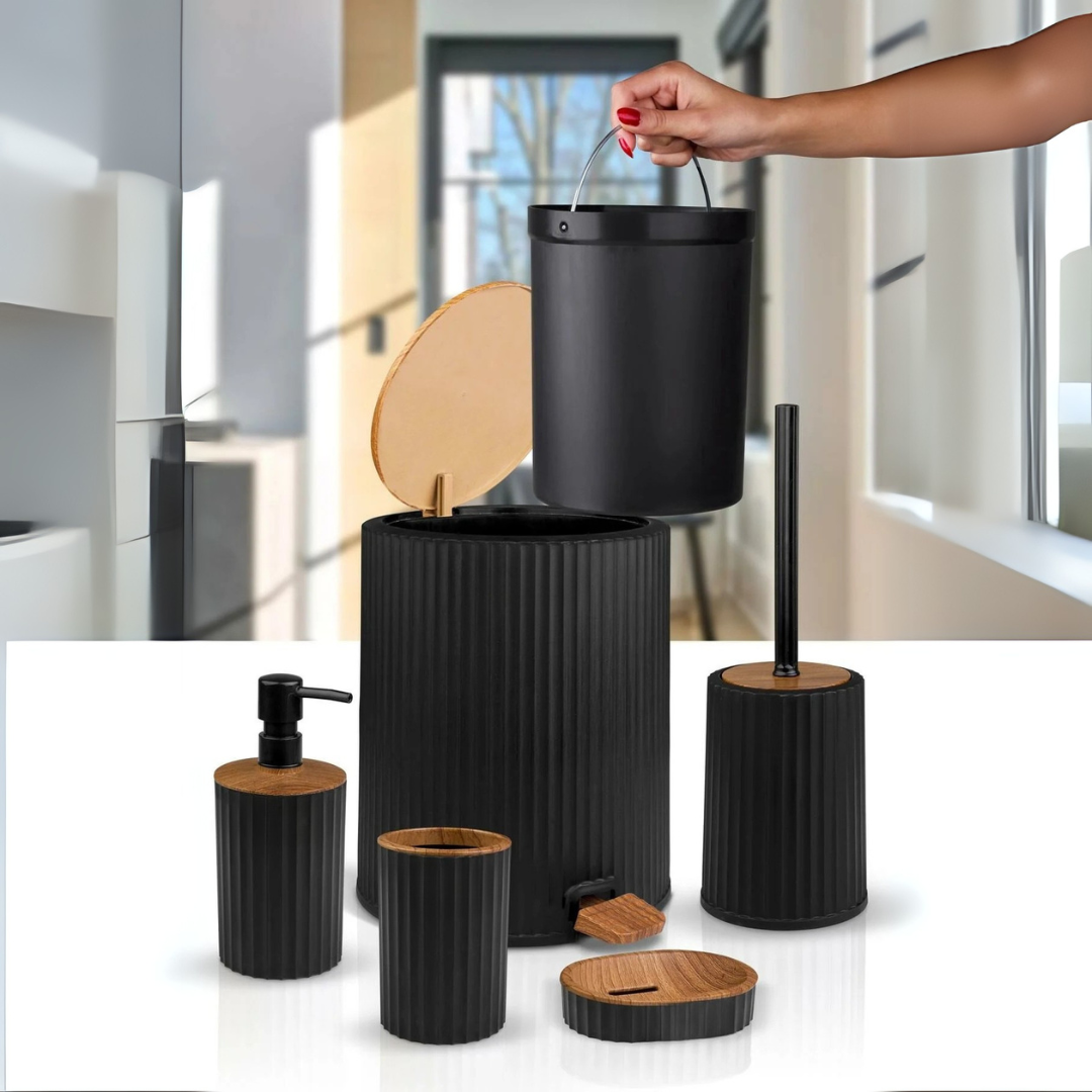 OKY COLISEUM WOODEN BATHROOM SET ROUND 5 PIECE