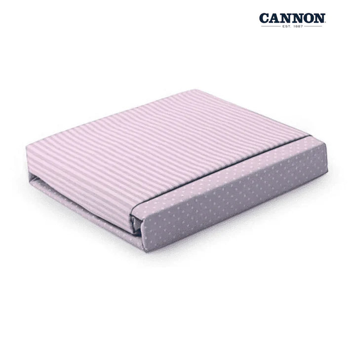 CANNON DOTS & STRIPE POLY COTTON 50/50 SOLID FITTED SHEET SET