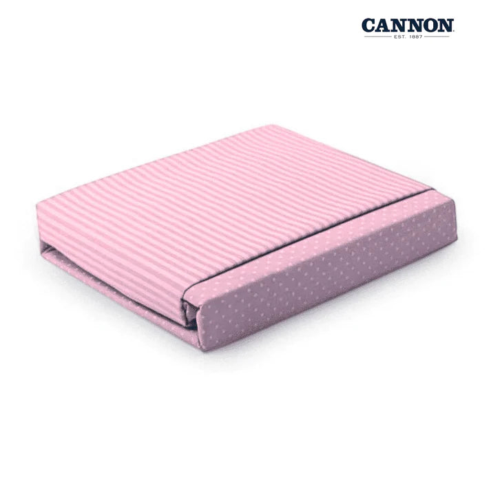 CANNON DOTS & STRIPE POLY COTTON 50/50 SOLID FITTED SHEET SET