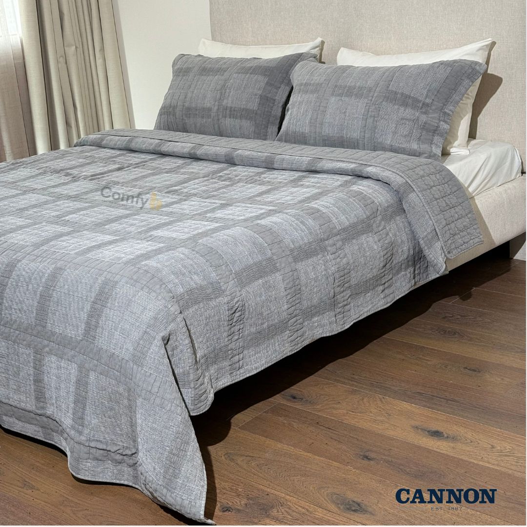 CANNON 100% COTTON STONE WASH BEDSPREAD SQUARE