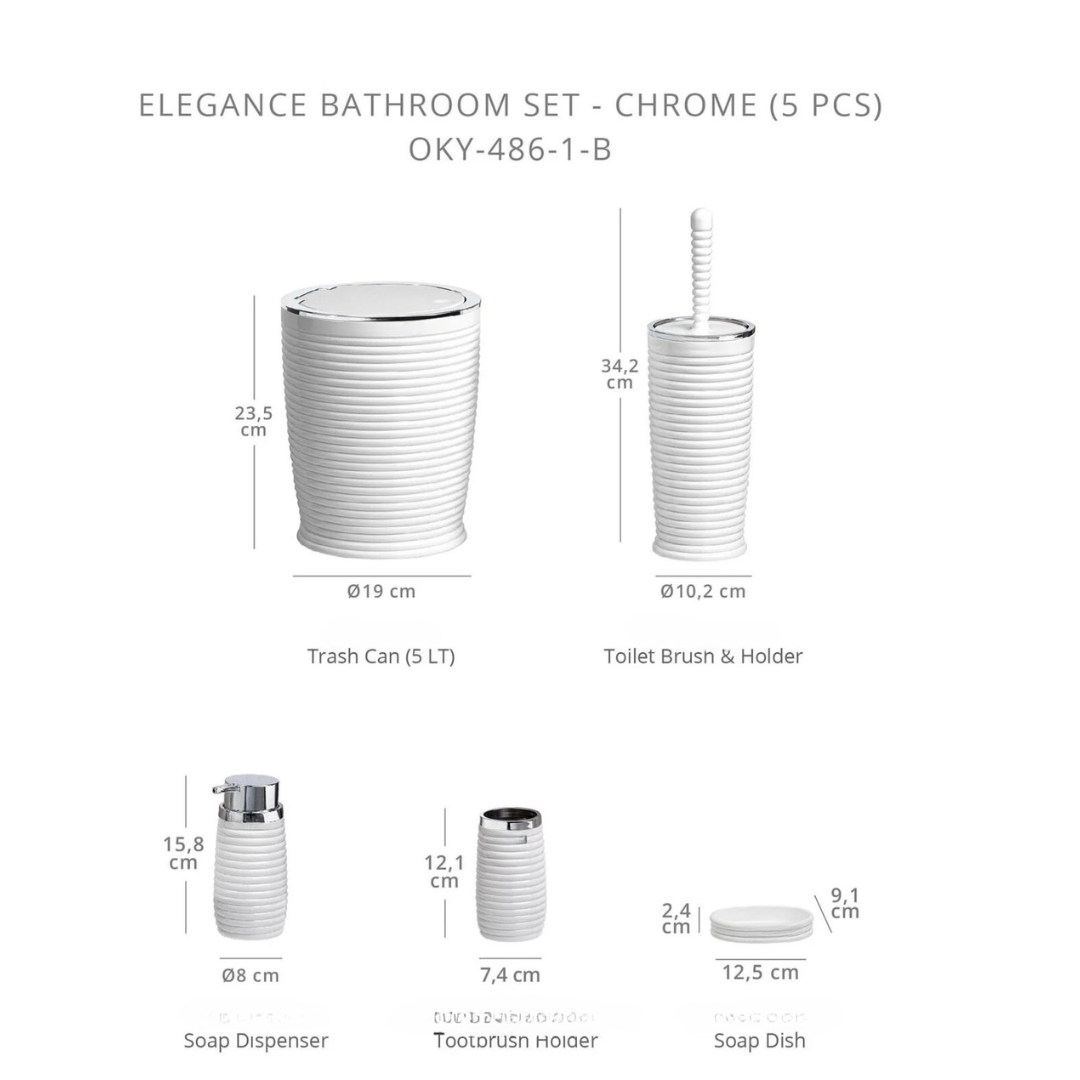 OKY RINK CHROME BATHROOM SET ROUND 5 PIECE