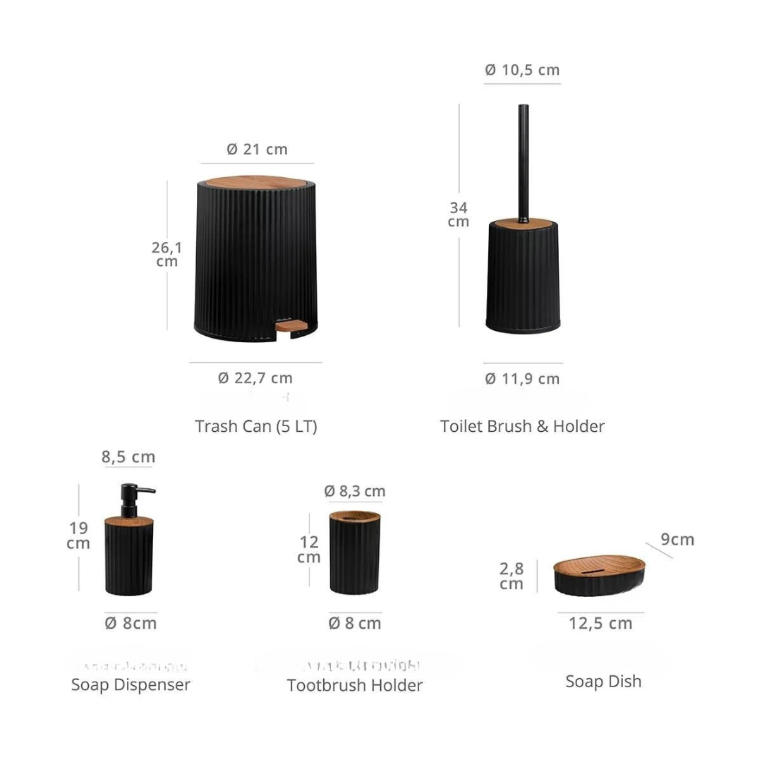OKY COLISEUM WOODEN BATHROOM SET ROUND 5 PIECE