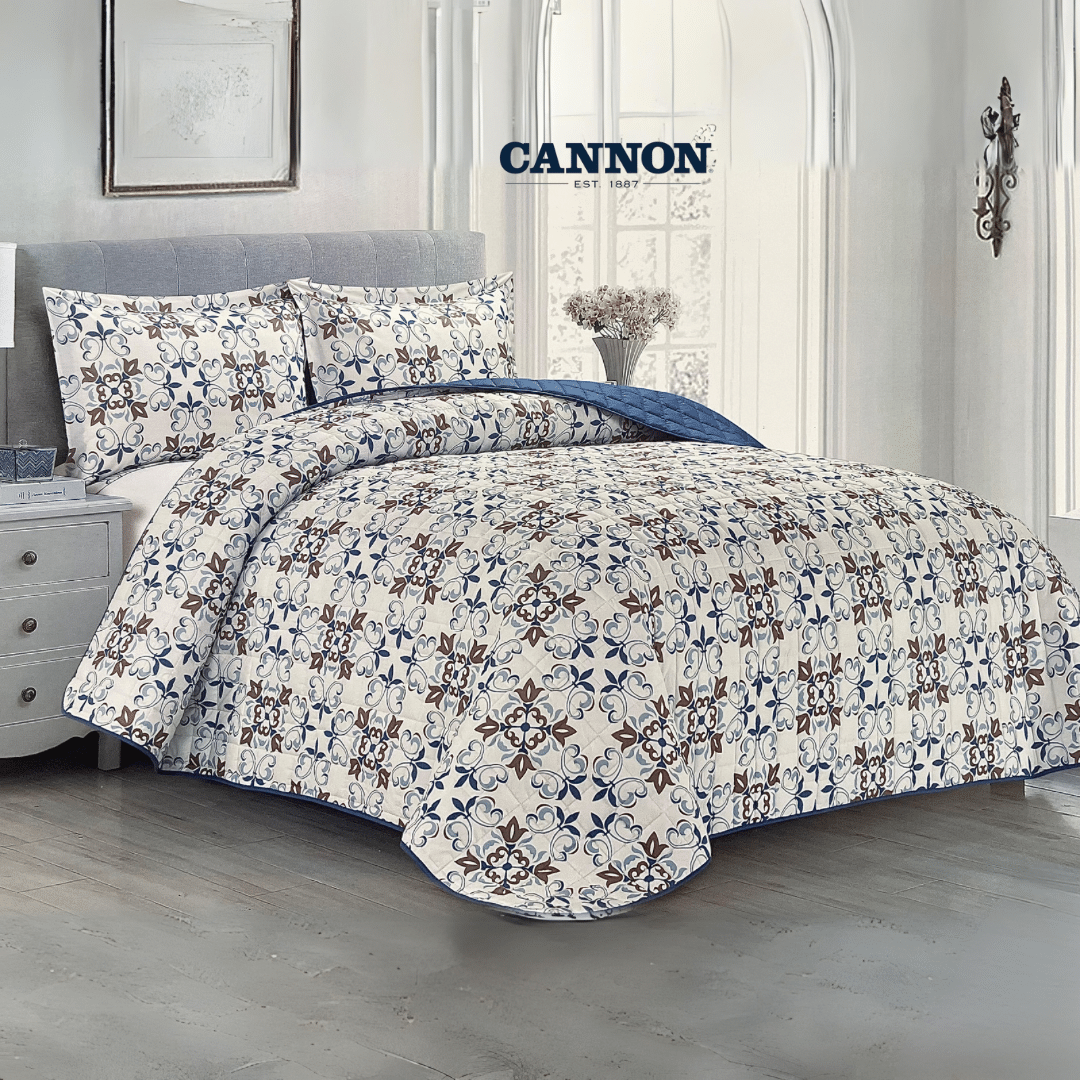 CANNON 100% COTTON PRINTED BEDSPREAD SET