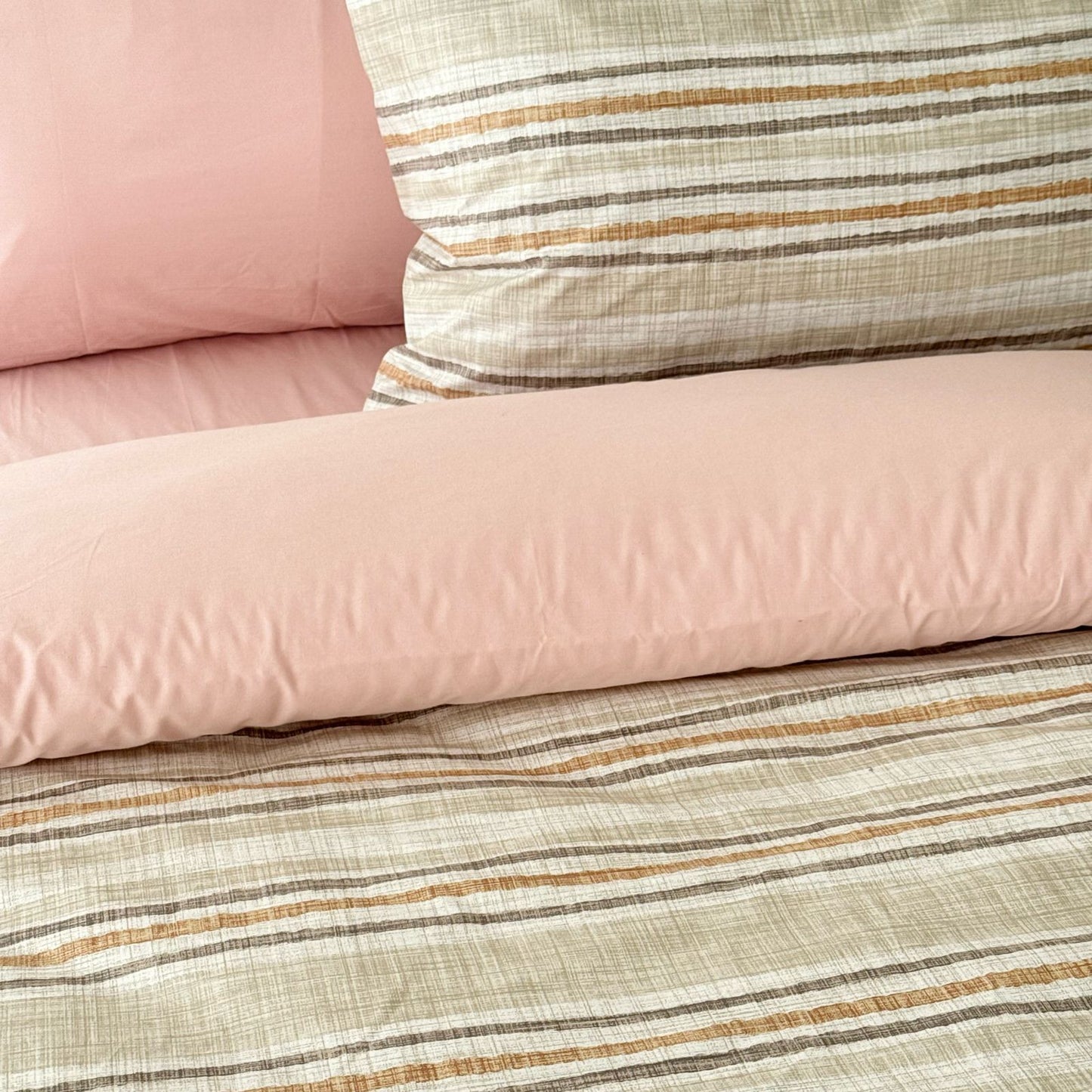 COMFYB 100% COTTON REVERSIBLE BED SET STRIPED