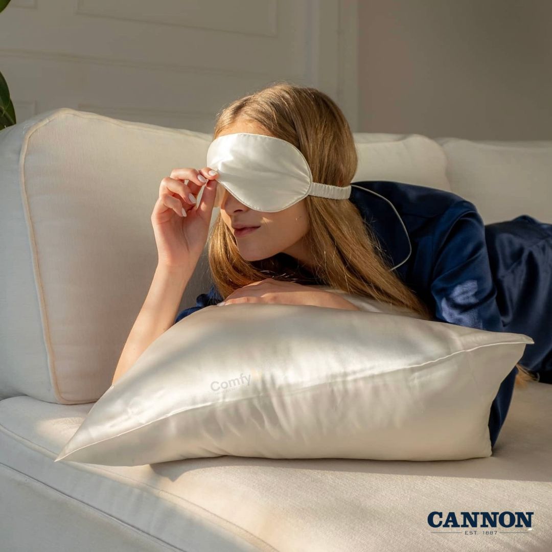 CANNON 100% NATURAL SILK PILLOWCASE & EYE MASK SET 2-PIECE