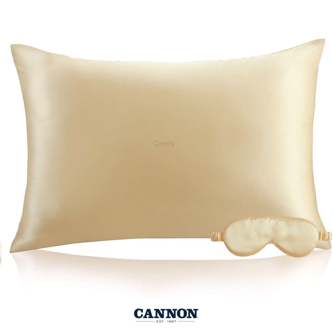 CANNON 100% NATURAL SILK PILLOWCASE & EYE MASK SET 2-PIECE