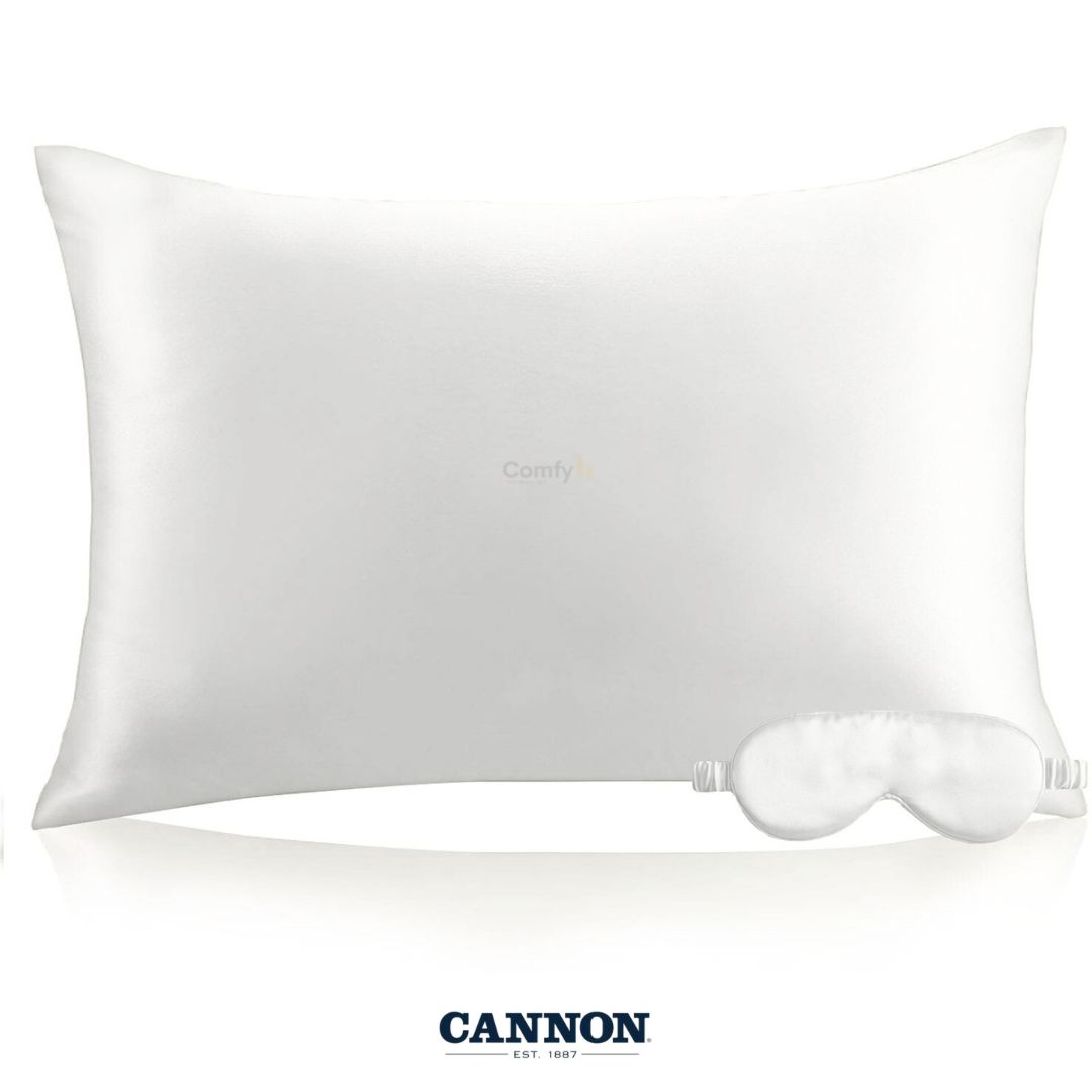 CANNON 100% NATURAL SILK PILLOWCASE & EYE MASK SET 2-PIECE