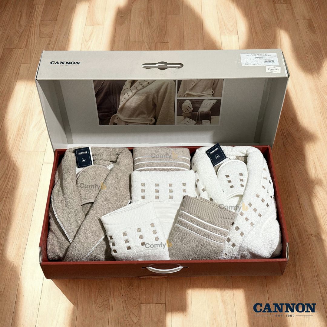CANNON 100% COTTON BATHROBE SET 12 PIECES