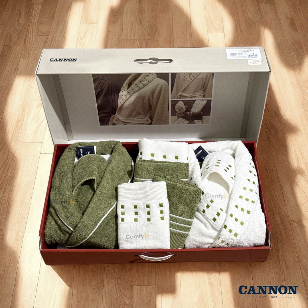 CANNON 100% COTTON BATHROBE SET 12 PIECES