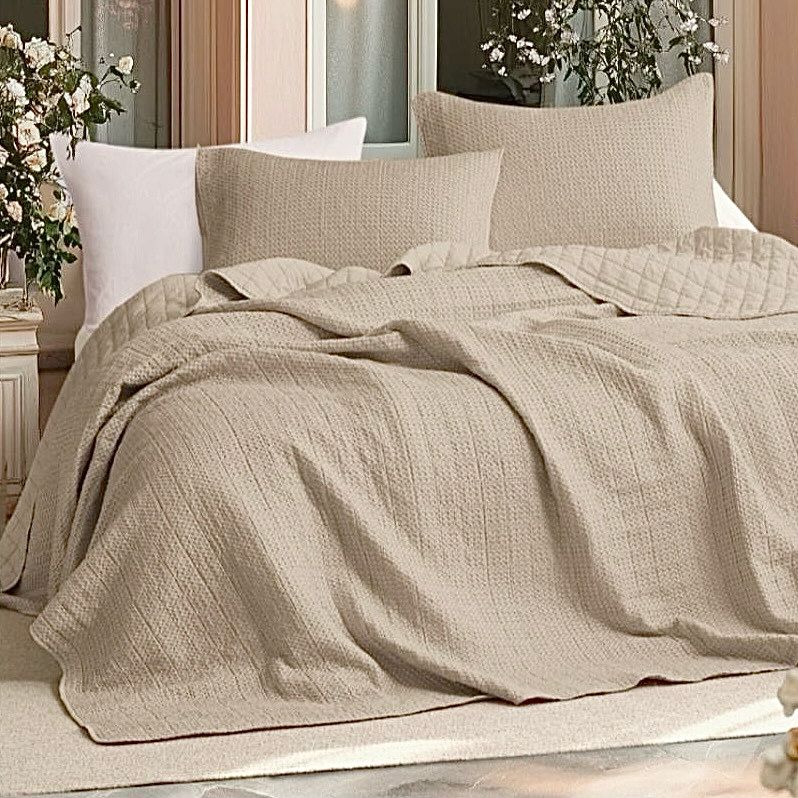 FLAX STONE WASH BEDSPREAD SOLID