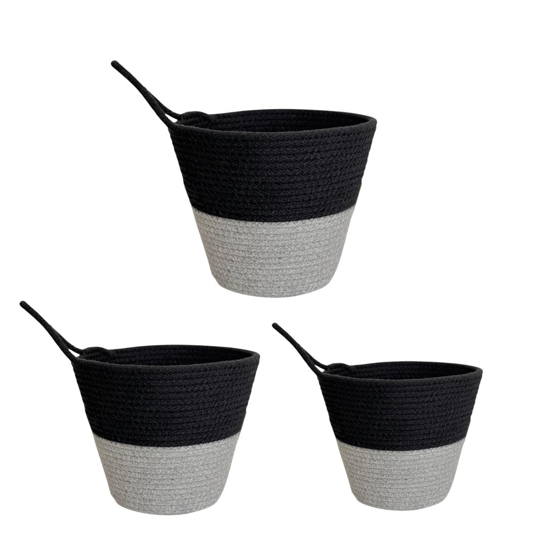 PND WOVEN ROUND BASKET SET 3-PIECE WITH HANDLE