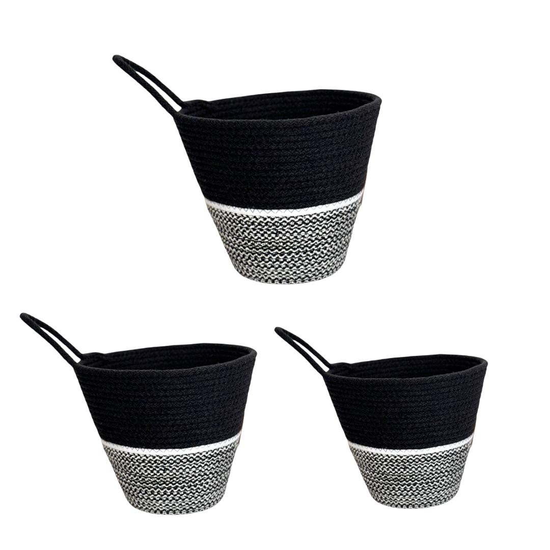 PND WOVEN ROUND BASKET SET 3-PIECE WITH HANDLE