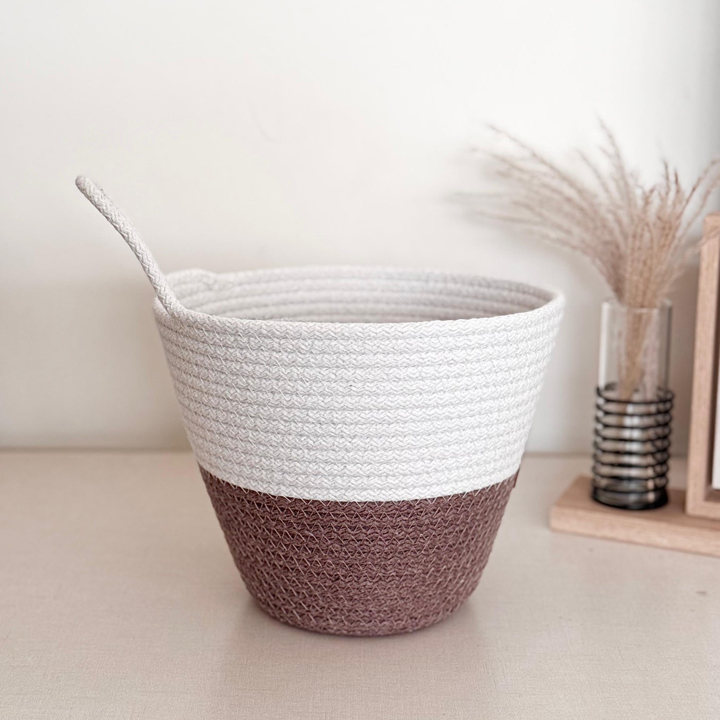 PND WOVEN ROUND BASKET SET 3-PIECE WITH HANDLE