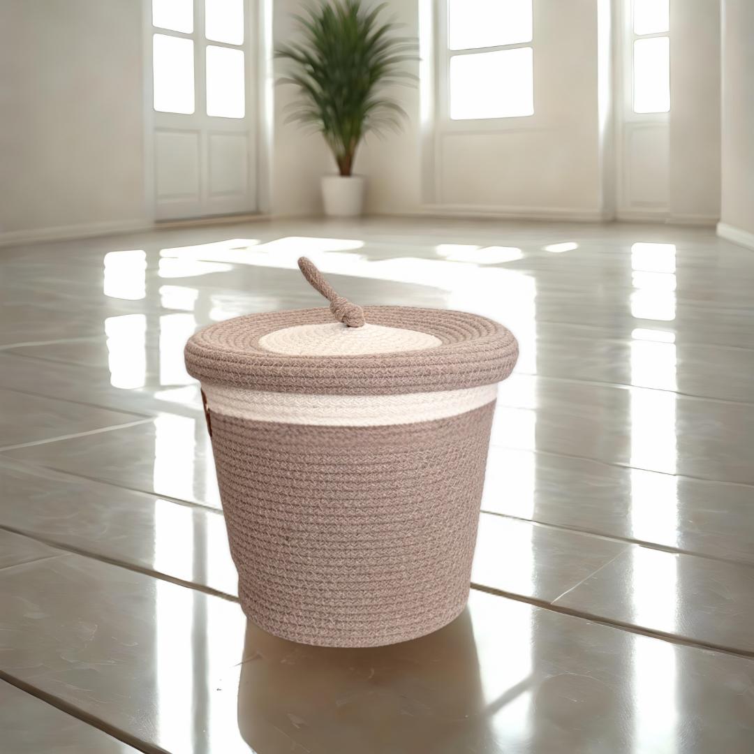 PND WOVEN ROUND STORAGE BASKET WITH LID
