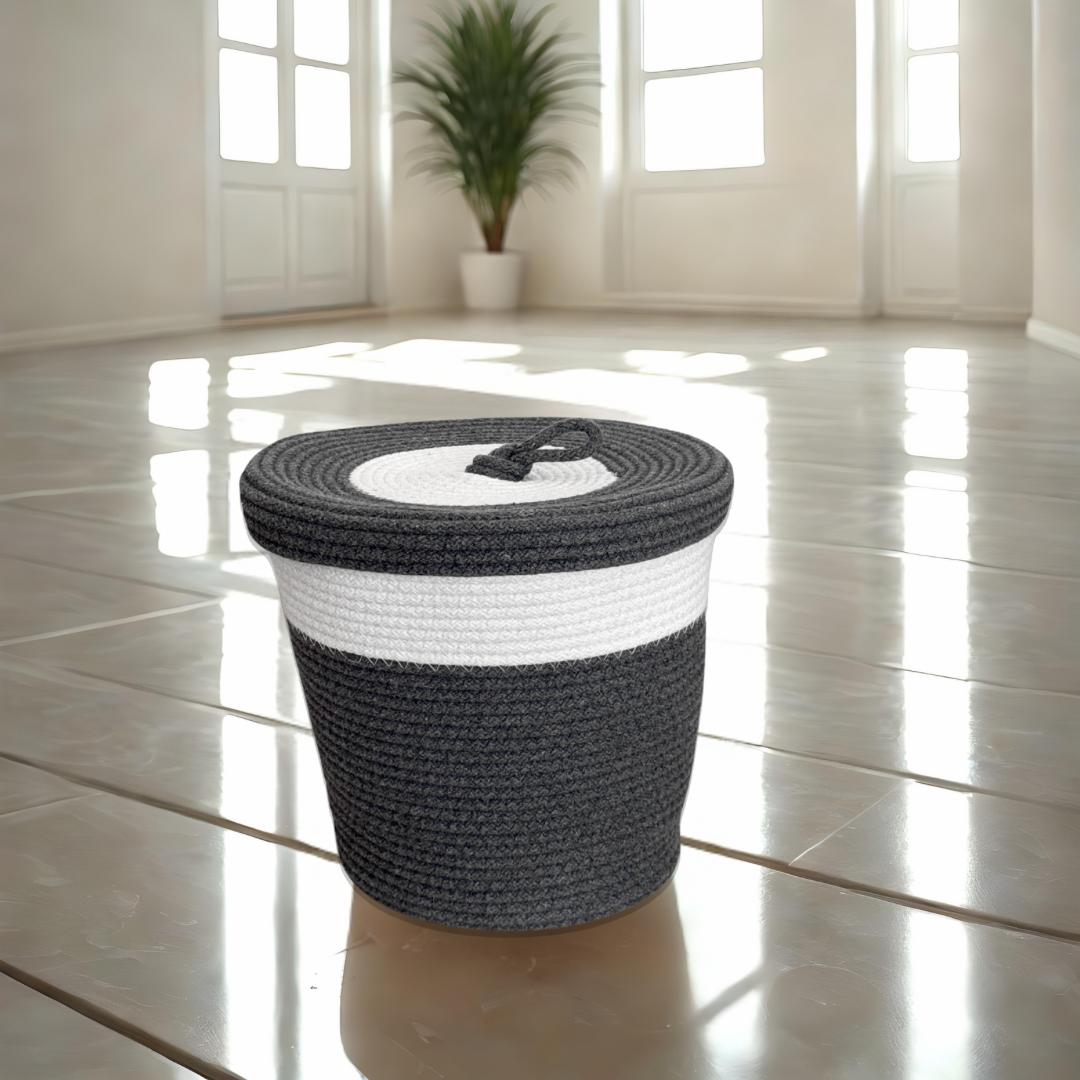 PND WOVEN ROUND STORAGE BASKET WITH LID