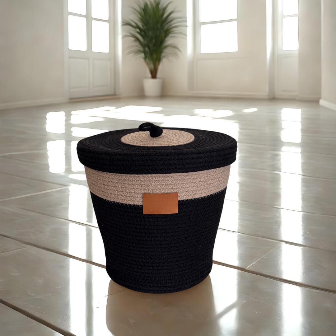 PND WOVEN ROUND STORAGE BASKET WITH LID