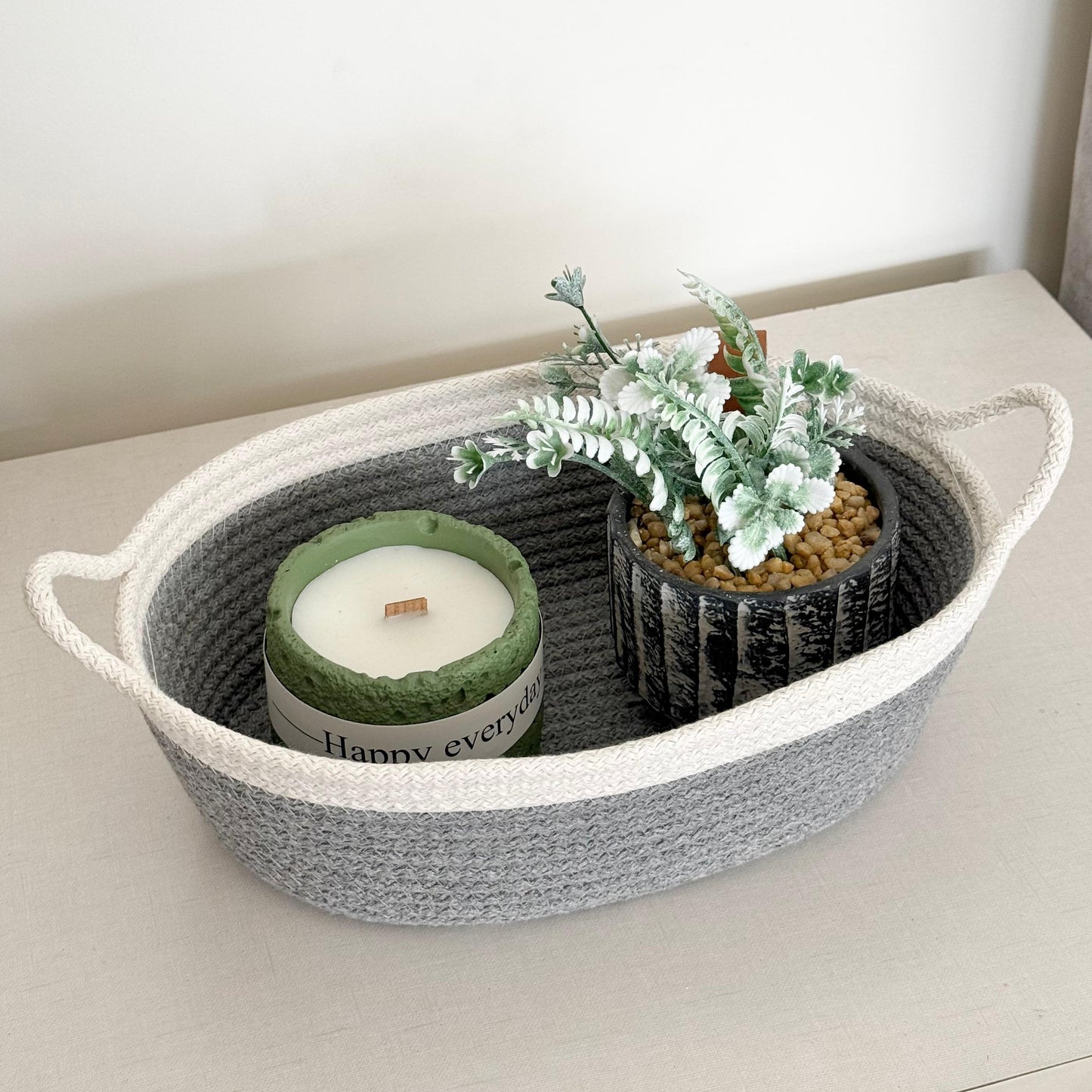 PND WOVEN OVAL BASKET WITH HANDLES
