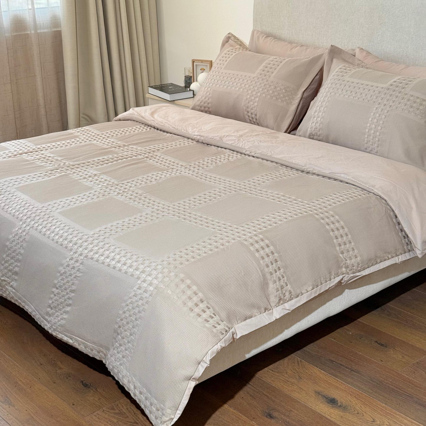 YUFO 100% COTTON PIKE BED SET LUXURY BEIGE